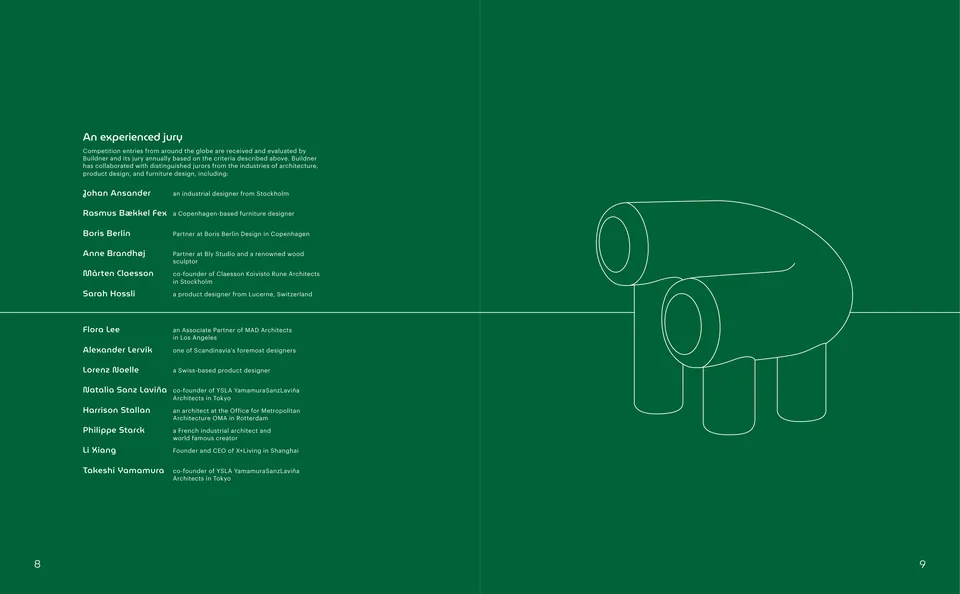 The jury spread, names on a green page