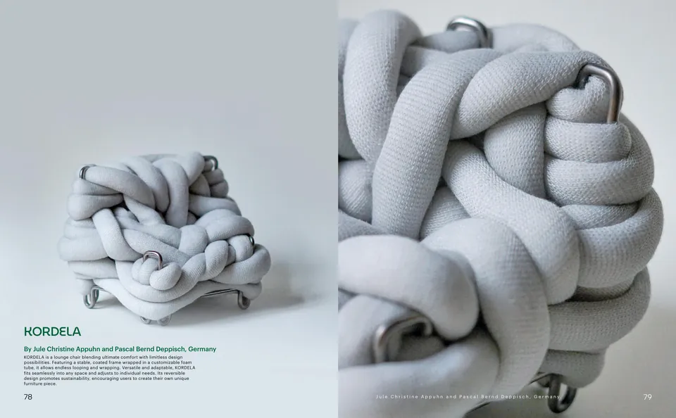 Spread with KORDELA, a lounge chair wrapped in a looping foam tube