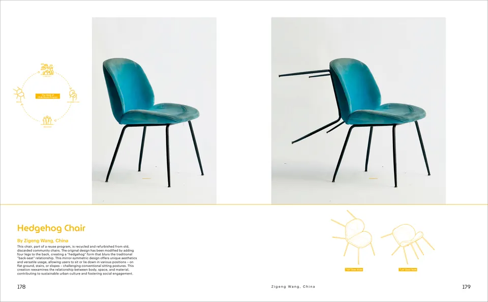 Spread with the Hedgehog Chair in teal