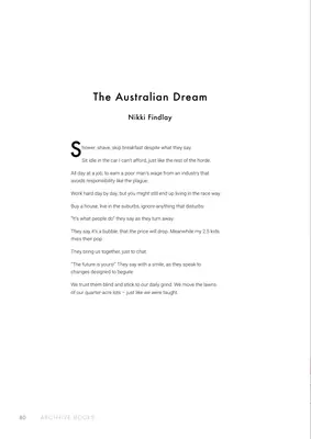 The first page of The Australian Dream, by Nikki Findlay