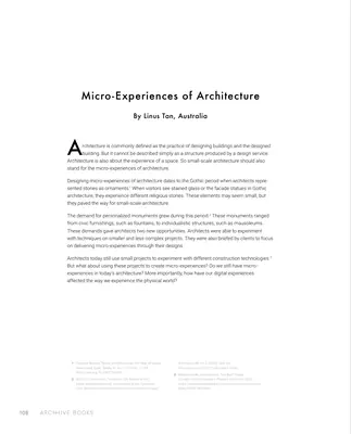 La primera página del ensayo Micro-Experiences of Architecture, de Linus Tan