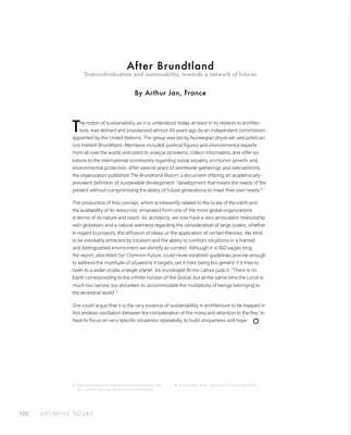 The first page of After Brundtland, by Arthur Jan